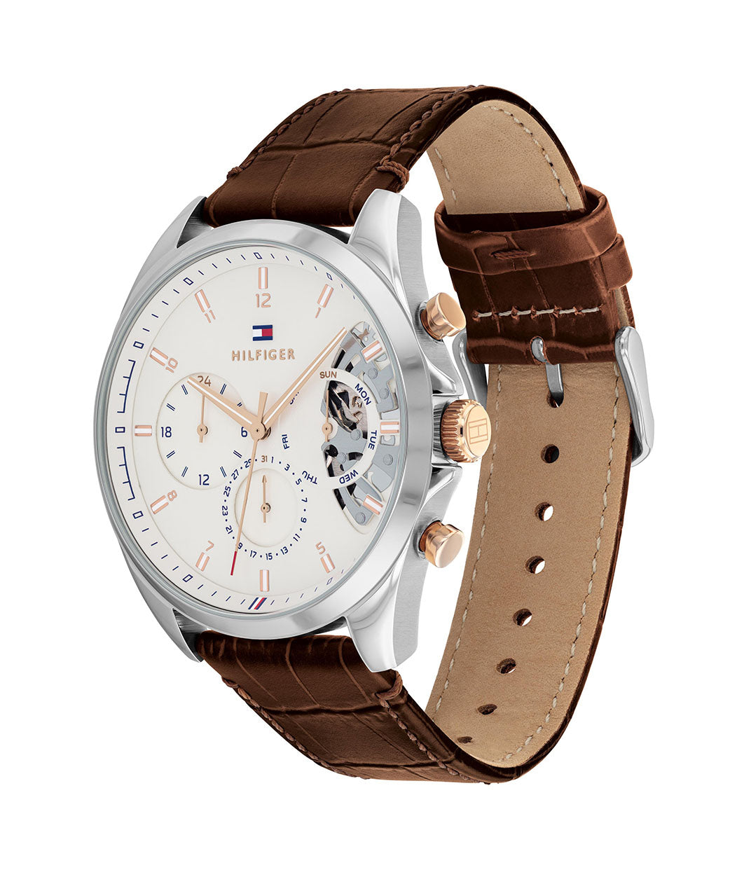 Buy Tommy Hilfiger Mens Quartz Leather Strap Silver Dial 44mm Watch - 1710450 in Pakistan