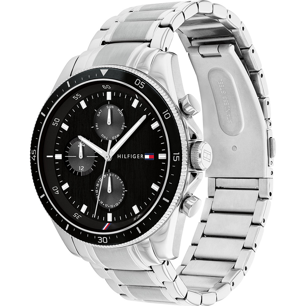 Buy Tommy Hilfiger Mens Quartz Silver Stainless Steel Black Dial 44mm Watch - 1791835 in Pakistan