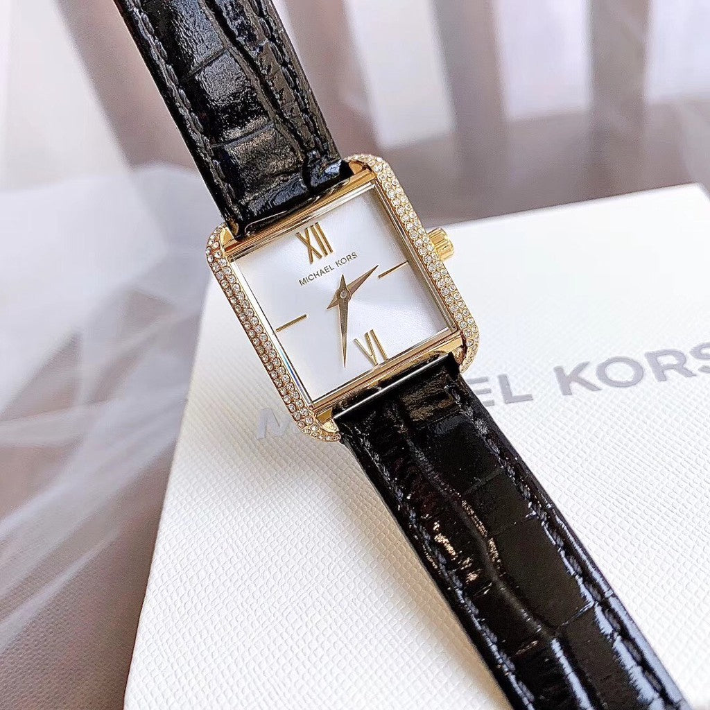 Buy Michael Kors Analog White Dial Black Leather Strap Women's Watch - MK2762 in Pakistan