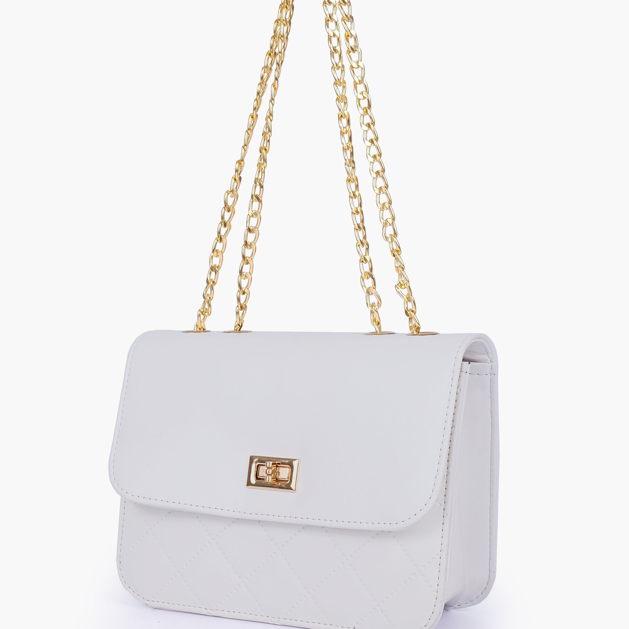 Buy White quilted chain cross-body bag in Pakistan