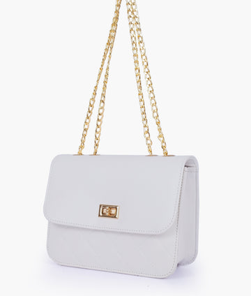 Buy White quilted chain cross-body bag in Pakistan