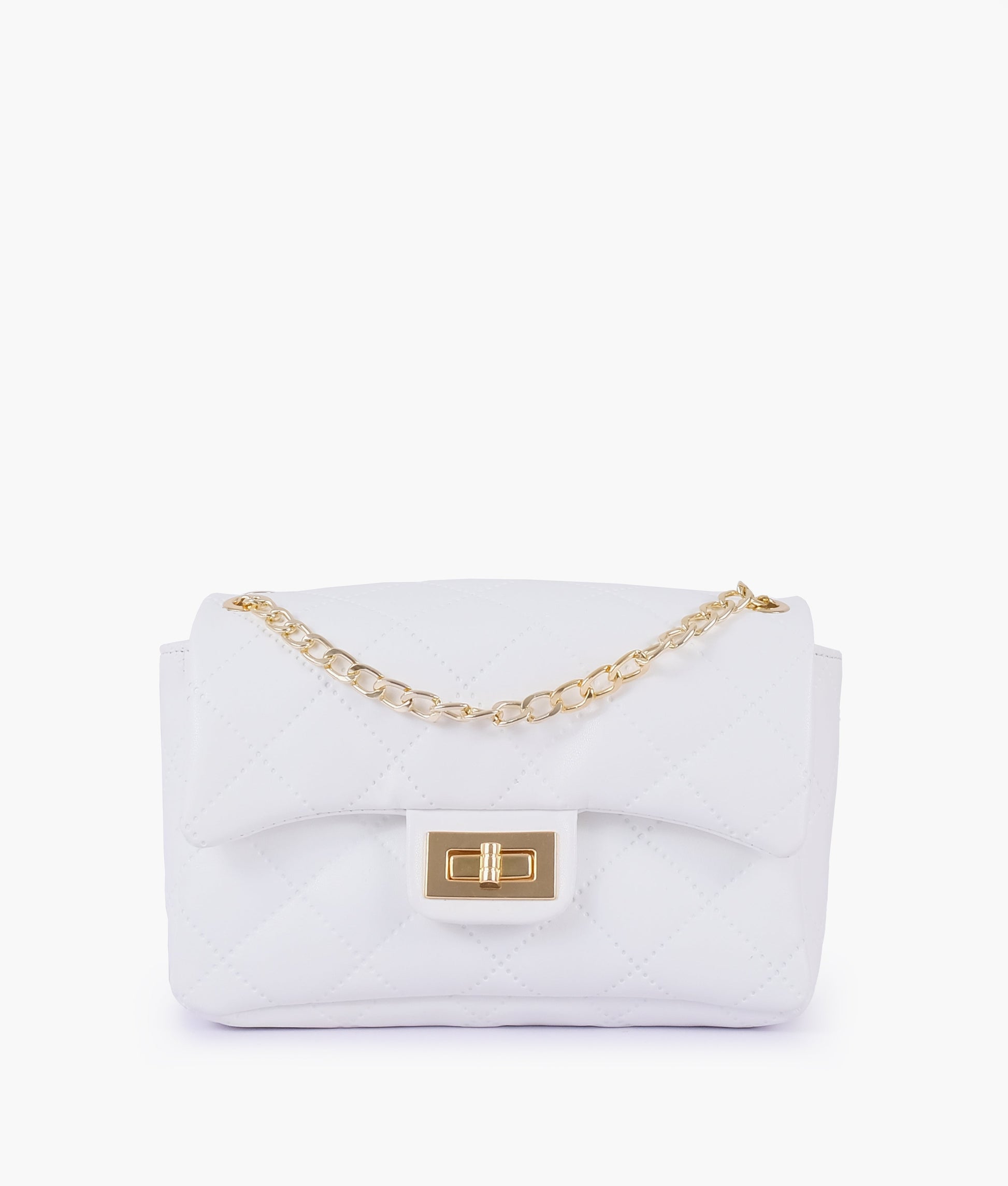 Buy White quilted mini bag with chain in Pakistan