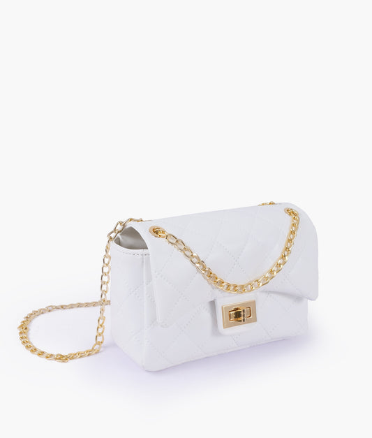 Buy White quilted mini bag with chain in Pakistan