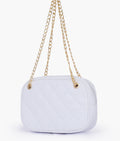 Buy White quilted rectangle cross-body bag in Pakistan