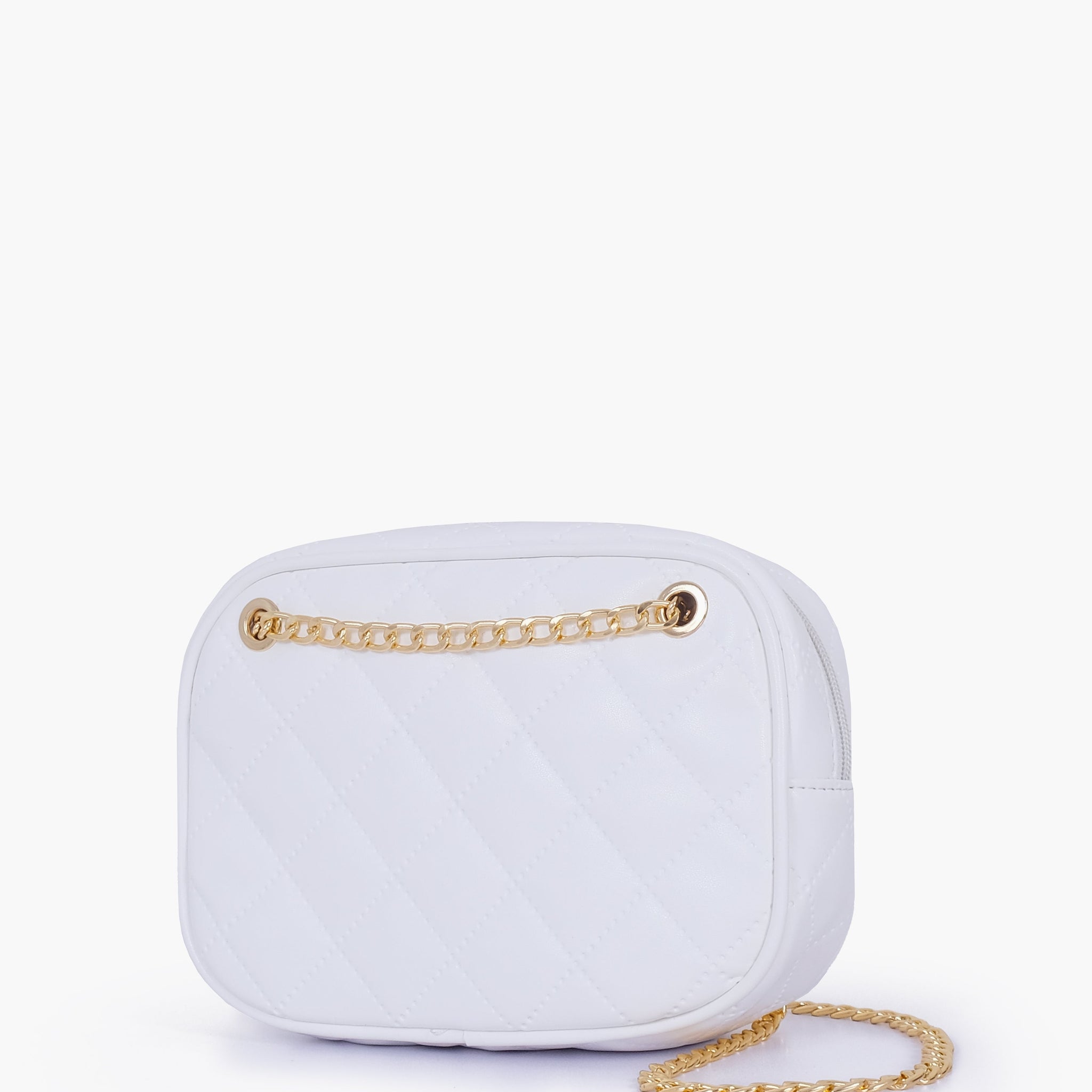 Buy White quilted rectangle cross-body bag in Pakistan