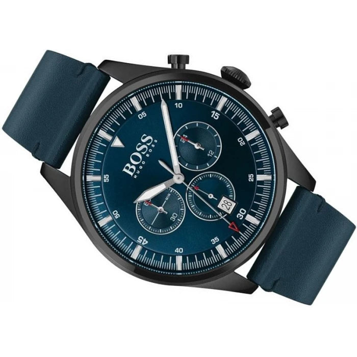 Buy Hugo Boss Pioneer Blue Dial Blue Leather Strap Watch for Men - 1513711 in Pakistan