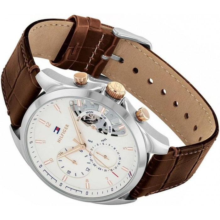 Buy Tommy Hilfiger Mens Quartz Leather Strap Silver Dial 44mm Watch - 1710450 in Pakistan