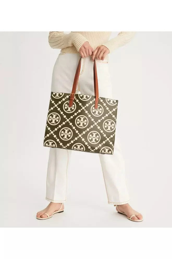 Shop Tory Burch Mini T Monogram-Embossed Leather Tote Bag