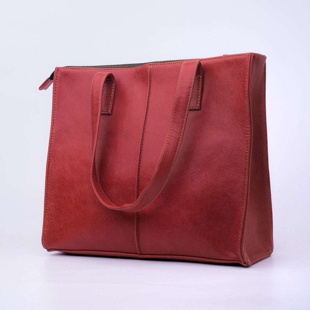 Buy Jild Everyday Women's Leather Zipper Tote Bag - Candy Red in Pakistan