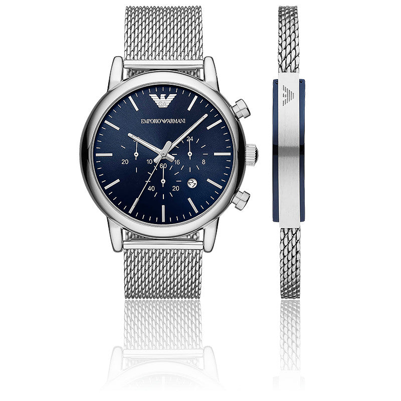 Buy Emporio Armani Men’s Chronograph Quartz Stainless Steel Blue Dial 43mm Watch - AR80038 in Pakistan