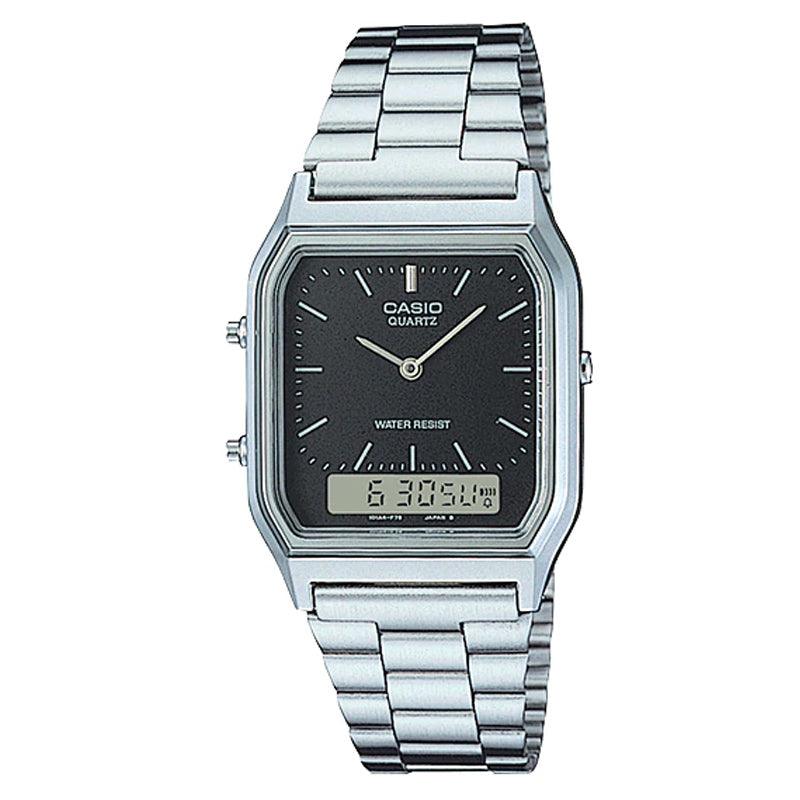 Buy Casio Stainless Steel Black Dial Analog Vintage Mens Watch - AQ-230A-1D in Pakistan