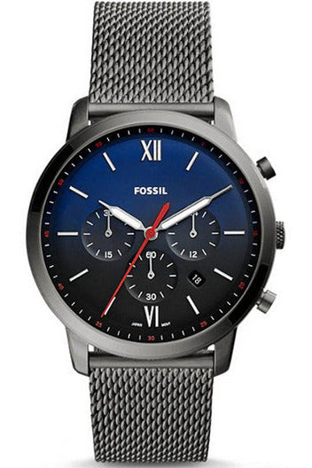Buy Fossil Men's Chronograph Quartz Grey Stainless Steel Blue & Black Dial 44mm Watch FS5383 in Pakistan