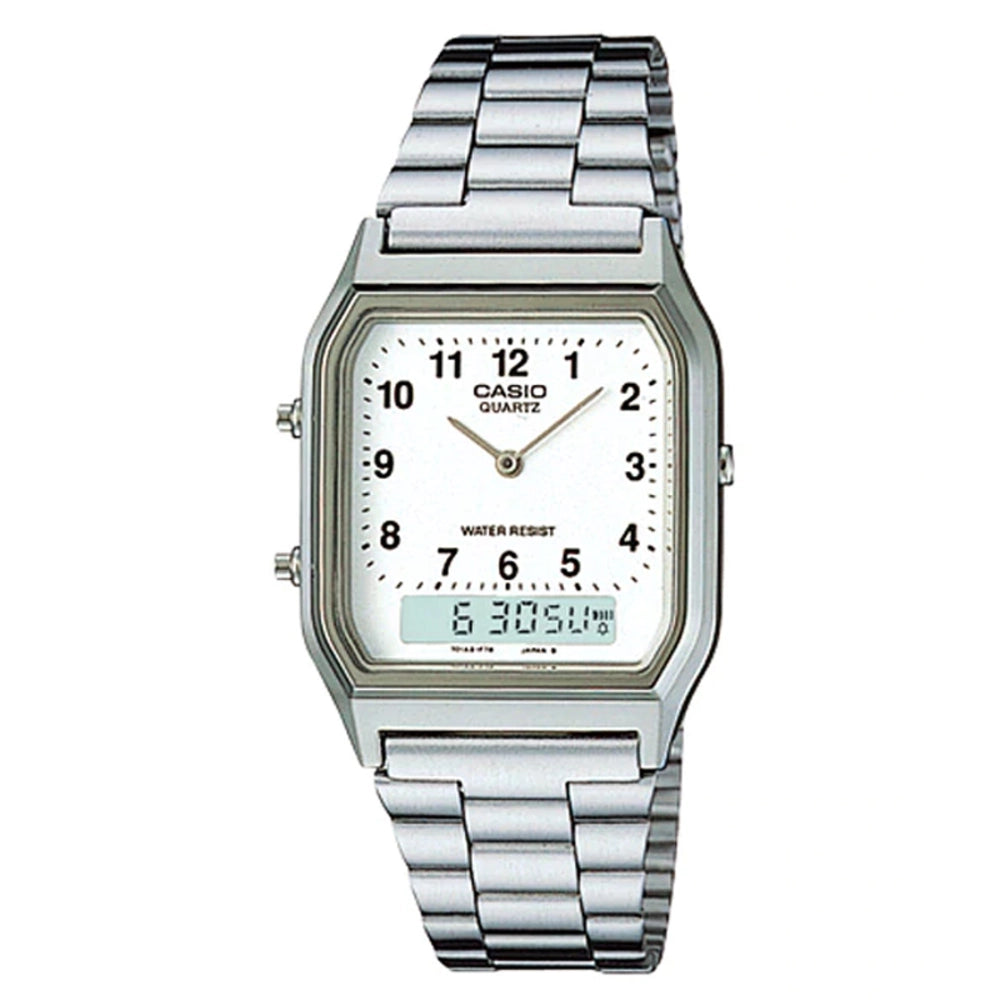 Buy Casio Analog Digital Stainless Steel White Dial Watch for Men - AQ-230A-7B in Pakistan