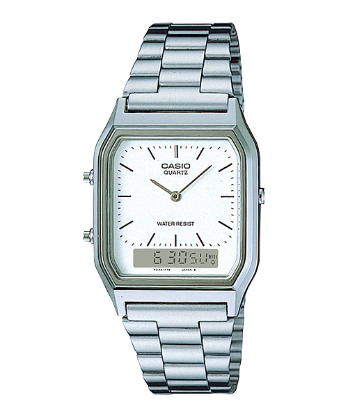 Buy Casio Vintage White Dial Silver Stainless Steel Watch for Men - AQ-230A-7D in Pakistan