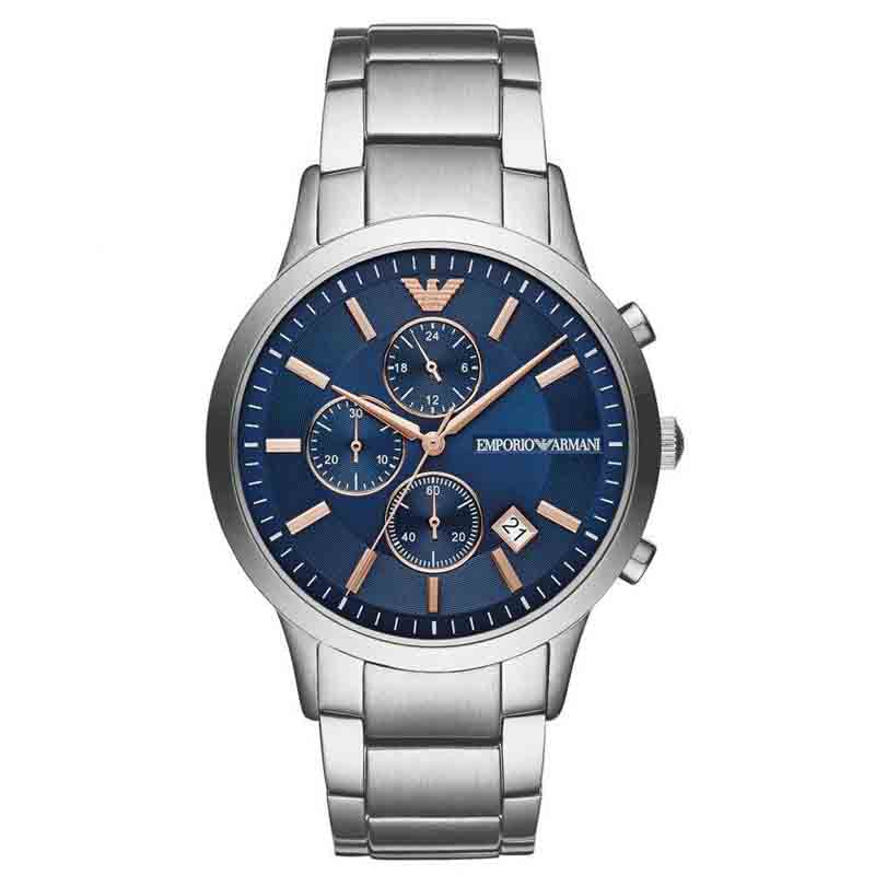 Buy Emporio Armani Mens Chronograph Stainless Steel Blue Dial 43mm Watch - Ar11458 in Pakistan