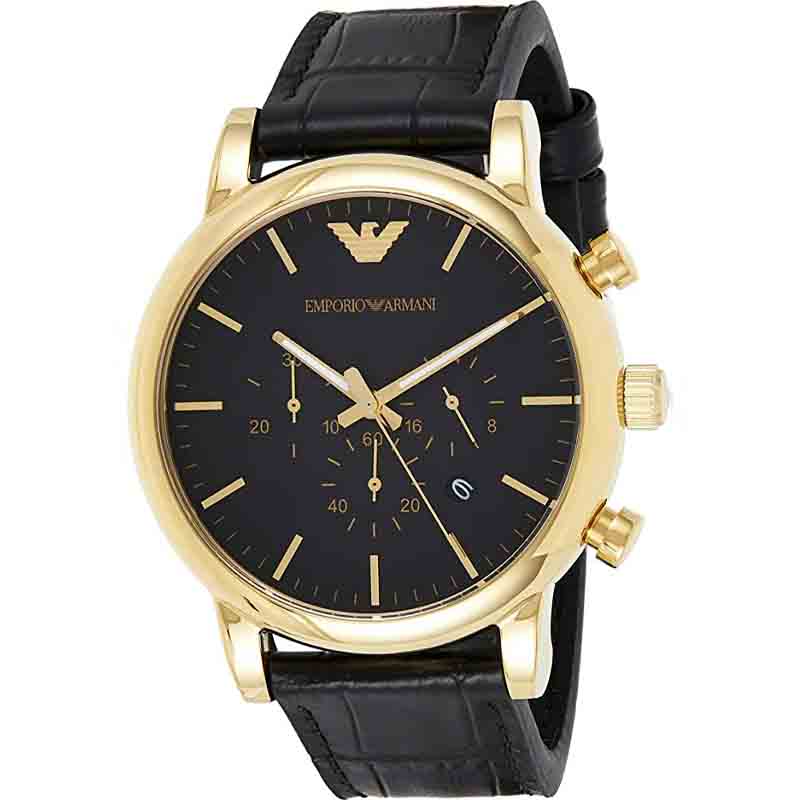 Buy Emporio Armani Chronograph Men’s Quartz Leather Strap Black Dial 46mm Watch - AR1917 in Pakistan