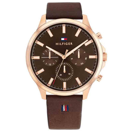 Buy Tommy Hilfiger Mens Quartz Brown Leather Strap Brown Dial 44mm Watch - 1710497 in Pakistan