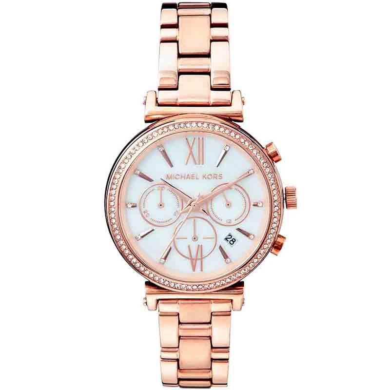 Buy Michael Kors Womens Quartz Sofie Rose Gold Stainless Steel Mother Of Pearl Dial 39mm Watch - Mk6576 in Pakistan