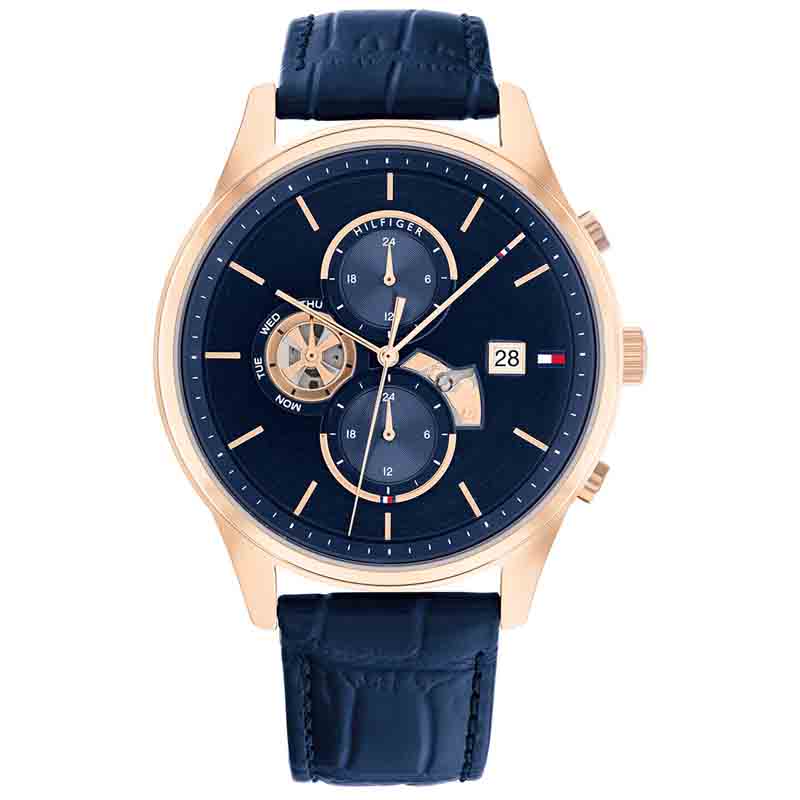 Buy Tommy Hilfiger Mens Quartz Blue Leather Strap Blue Dial 44mm Watch - 1710503 in Pakistan