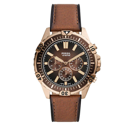 Buy Men's Chronograph Quartz Garrett Brown Leather Strap Brown Dial 44Mm Watch in Pakistan