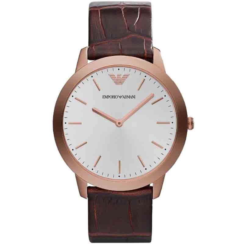 Buy Emporio Armani Quartz Brown Leather Strap Silver Dial 42mm Watch for Men - Ar1743 in Pakistan