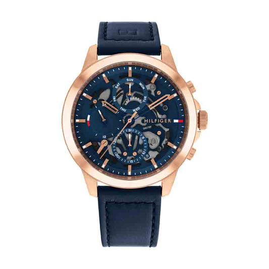 Buy Tommy Hilfiger Mens Quartz Blue Leather Strap Blue Dial 44mm Watch - 1710475 in Pakistan