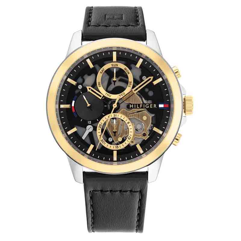 Buy Tommy Hilfiger Mens Quartz Black Leather Strap Black Dial 44mm Watch - 1710474 in Pakistan