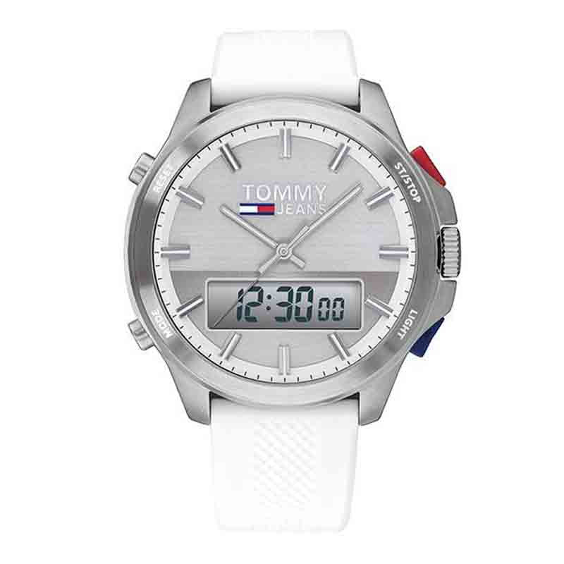 Buy Tommy Hilfiger Mens Quartz Silicone Strap Silver Dial 46mm Watch - 1791764 in Pakistan