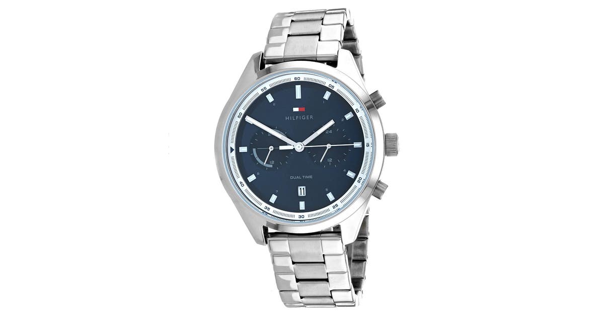 Buy Tommy Hilfiger Mens Quartz Silver Stainless Steel Blue Dial 44mm Watch - 1791725 in Pakistan