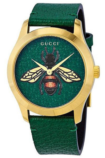 Buy Gucci Unisex Swiss Made Quartz Leather Strap Green Dial 38mm Watch YA1264065 in Pakistan
