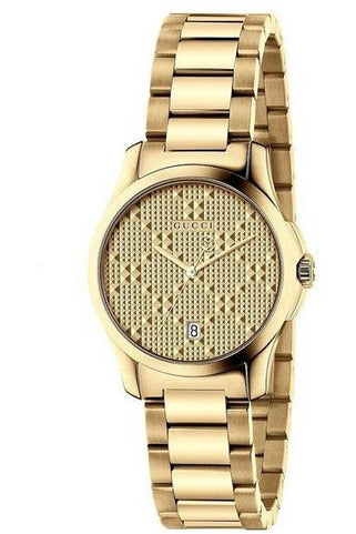 Buy Gucci Women's Swiss Made Quartz Stainless Steel Gold Dial 27mm Watch YA126553 in Pakistan