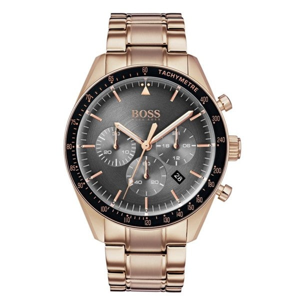 Buy Hugo Boss Mens Chronograph Quartz Trophy Rose Gold Stainless Steel Grey Dial 44mm Watch - 1513632 in Pakistan