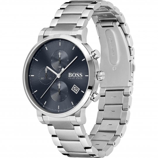 Buy Hugo Boss Mens Chronograph Quartz Integirity Stainless Steel Blue Dial 43mm Watch - 1513779 in Pakistan