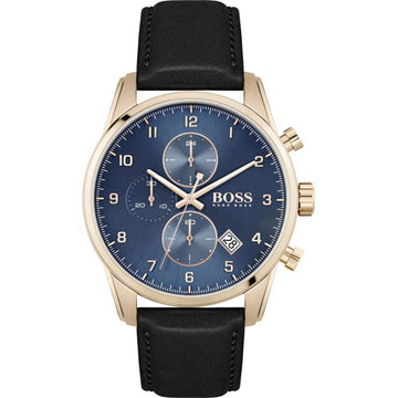 Buy Hugo Boss Mens Quartz Black Leather Strap Blue Dial 44mm Watch - 1513783 in Pakistan