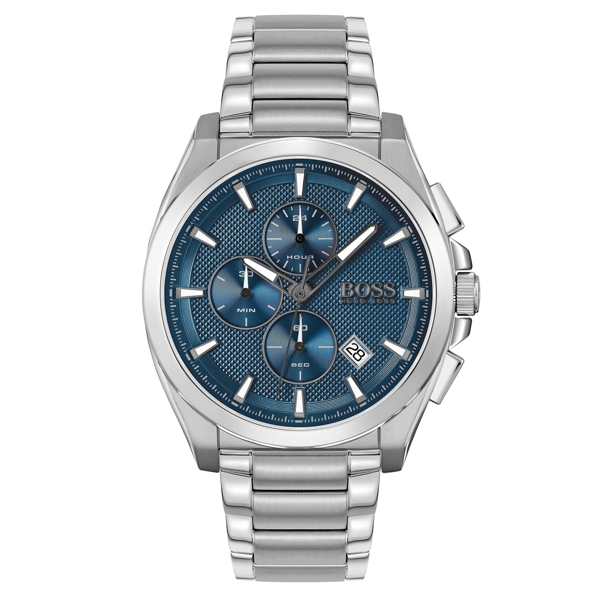 Buy Hugo Boss Mens Chronograph Champion Silver Stainless Steel Blue Dial 44mm Watch - 1513818 in Pakistan