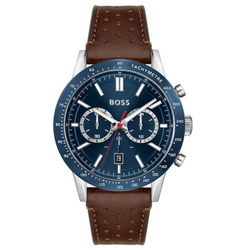 Buy Hugo Boss Allure Quartz Blue Dial Brown Strap Men's Watch - 1513921 in Pakistan