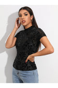 Buy SHEIN Flocked Floral Sheer Mesh Top Without Bra in Pakistan