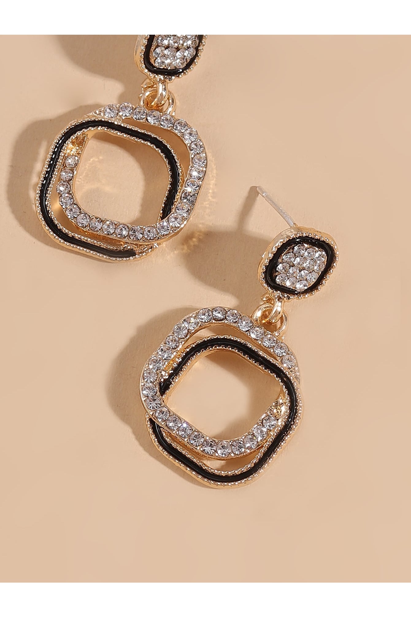 Buy Shein Rhinestone Decor Geometric Earrings - Yellow Gold in Pakistan
