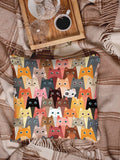 Buy Shein Cartoon Cat Print Cushion Cover Without Filler in Pakistan