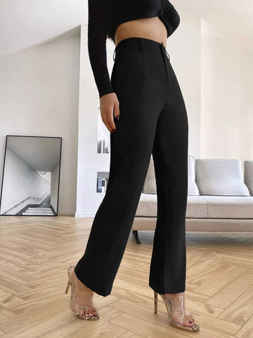 Buy Shein Bae Solid High Rise Tailored Pants in Pakistan