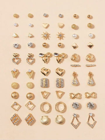 Buy Shein 30pairs Heart & Bow Stud Earrings in Pakistan