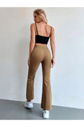 Buy Shein Seam Front High Waist Flare Leg Pants - Small Brown in Pakistan