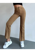 Buy Shein Seam Front High Waist Flare Leg Pants - Medium Brown in Pakistan