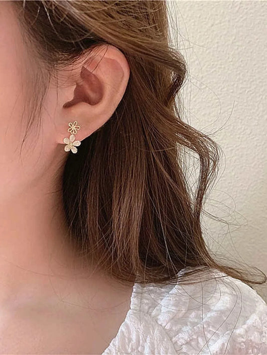 Buy Shein Rhinestone Flower Drop Earrings in Pakistan