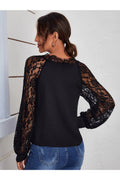 Buy Shein Contrast Lace Raglan Sleeve Blouse in Pakistan