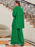Buy Shein Frenchy Drop Shoulder Button Front Blouse & Wide Leg Pants in Pakistan