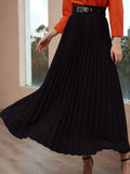 Buy Shein Modely Solid High Waist Belted Pleated Skirt in Pakistan