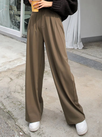 Buy Shein Dazy High Waist Fold Pleated Pants in Pakistan