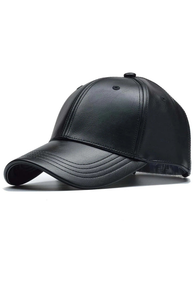 Buy Shein Men Solid PU Baseball Cap - Black in Pakistan