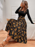 Buy Shein Floral Print Belted A Line Dress in Pakistan